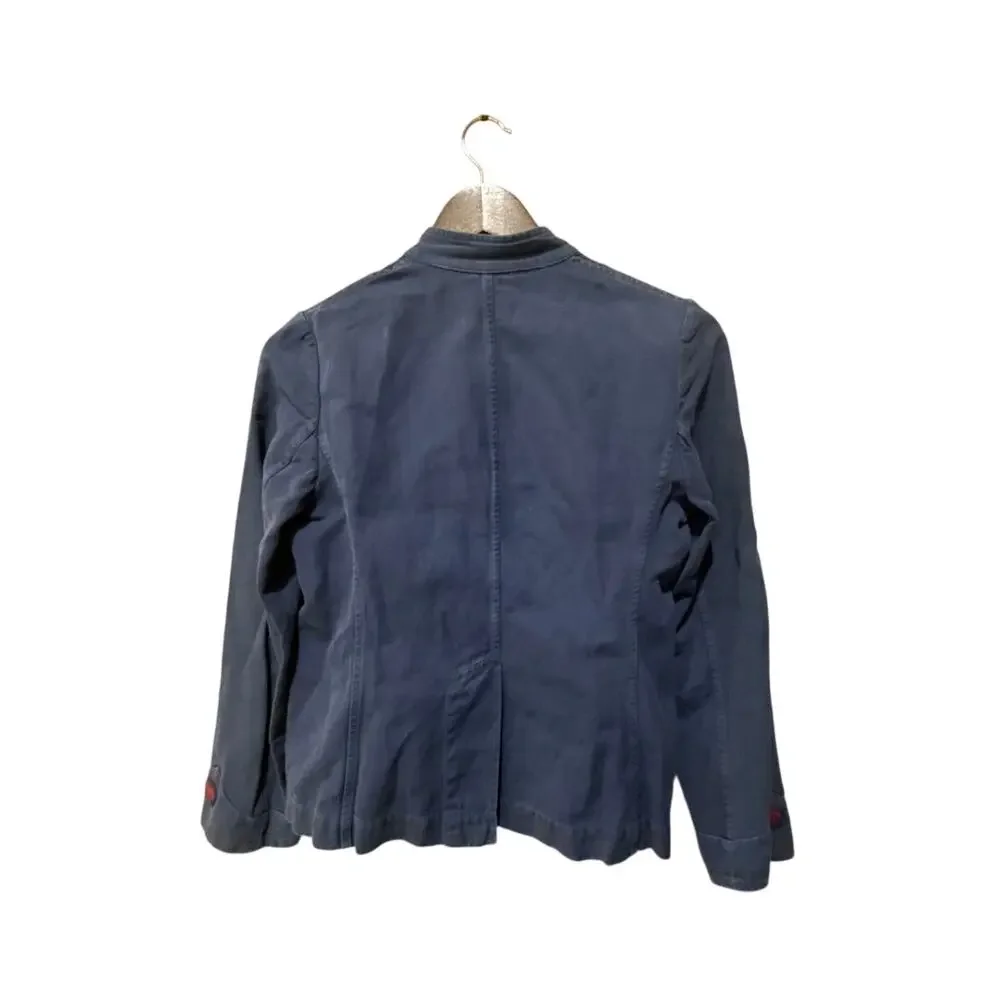 Nili Lotan French Army Appliquéd‎ Cotton Linen Blend Twill Jacket Size XS